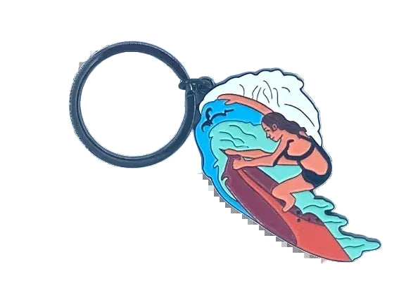 porte clés métallique surfeuse en action