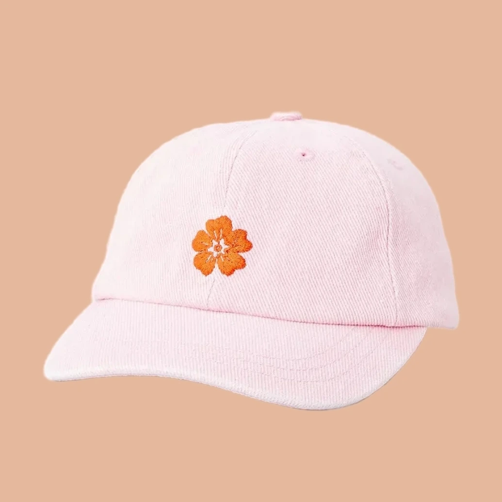 casquette rose rip curl pour femme avec broderie fleur orange