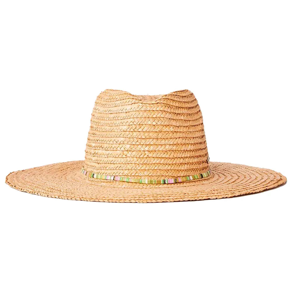 chapeau femme en paille beige forme panama