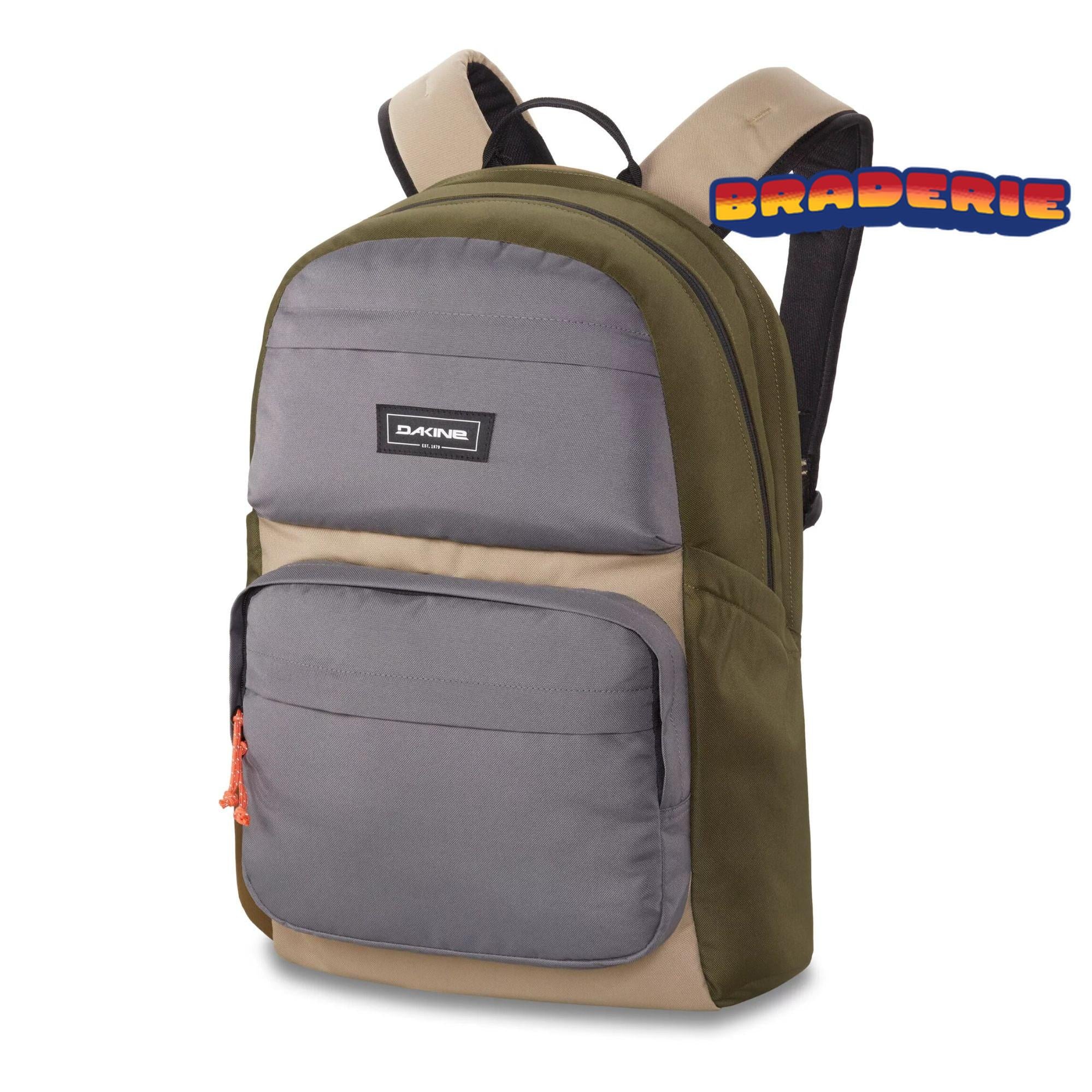 sac à dos scolaire gris beige kaki
