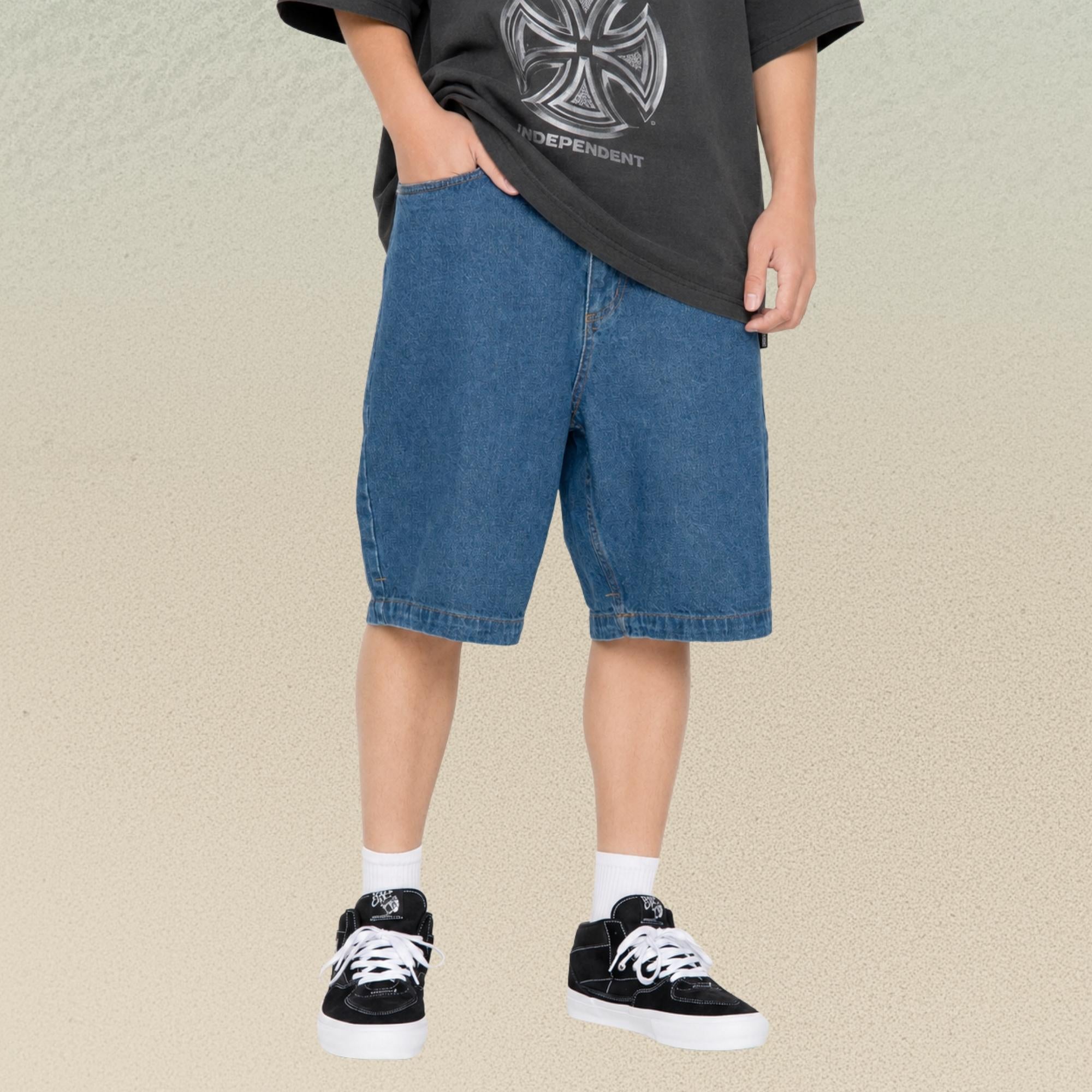 short skate bleu baggy jean santa cruz homme