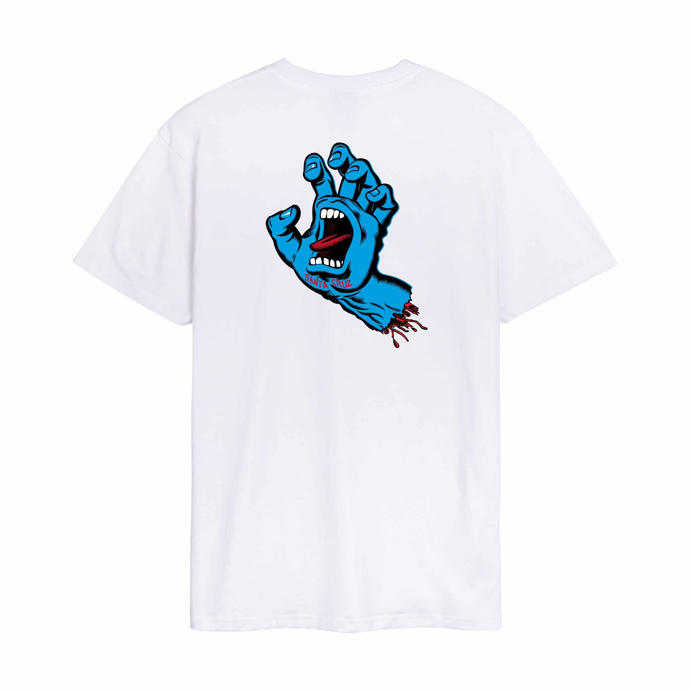 SANTA CRUZ T-SHIRT SCREAMING HAND CHEST White-Massilia Surf Shop