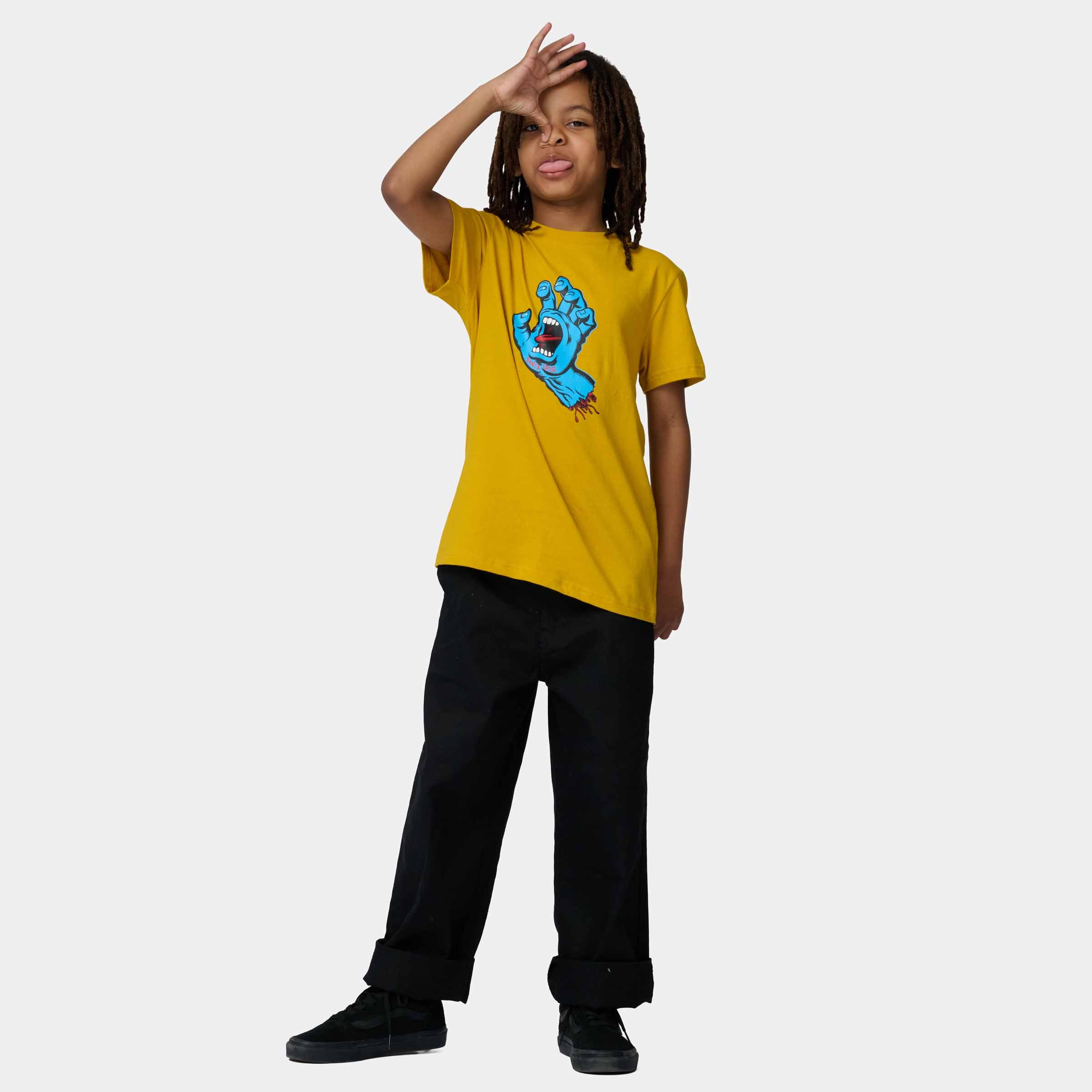 SANTA CRUZ YOUTH T-SHIRT SCREAMING HAND Mustard