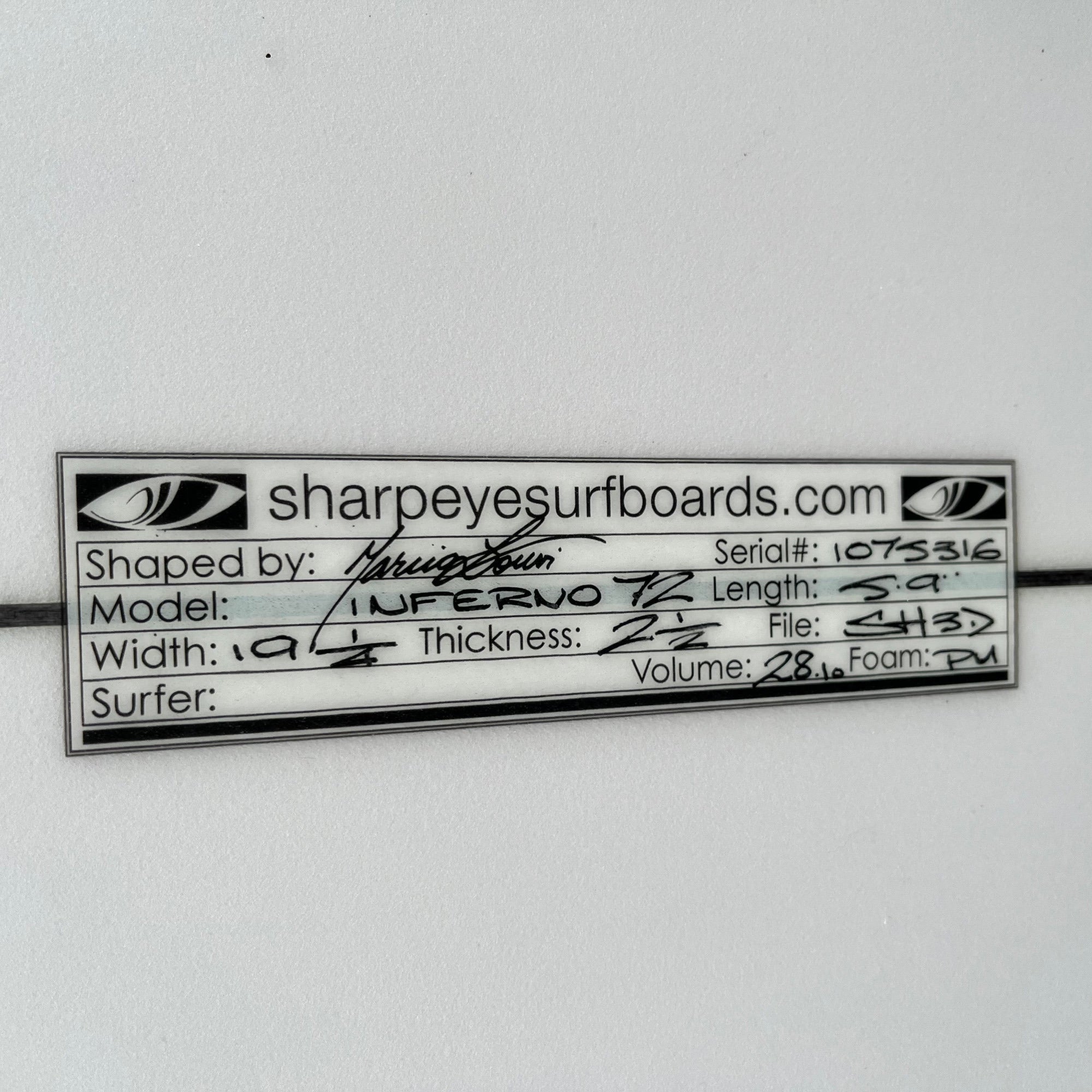 dimensions planche surf sharpeye inferno 72