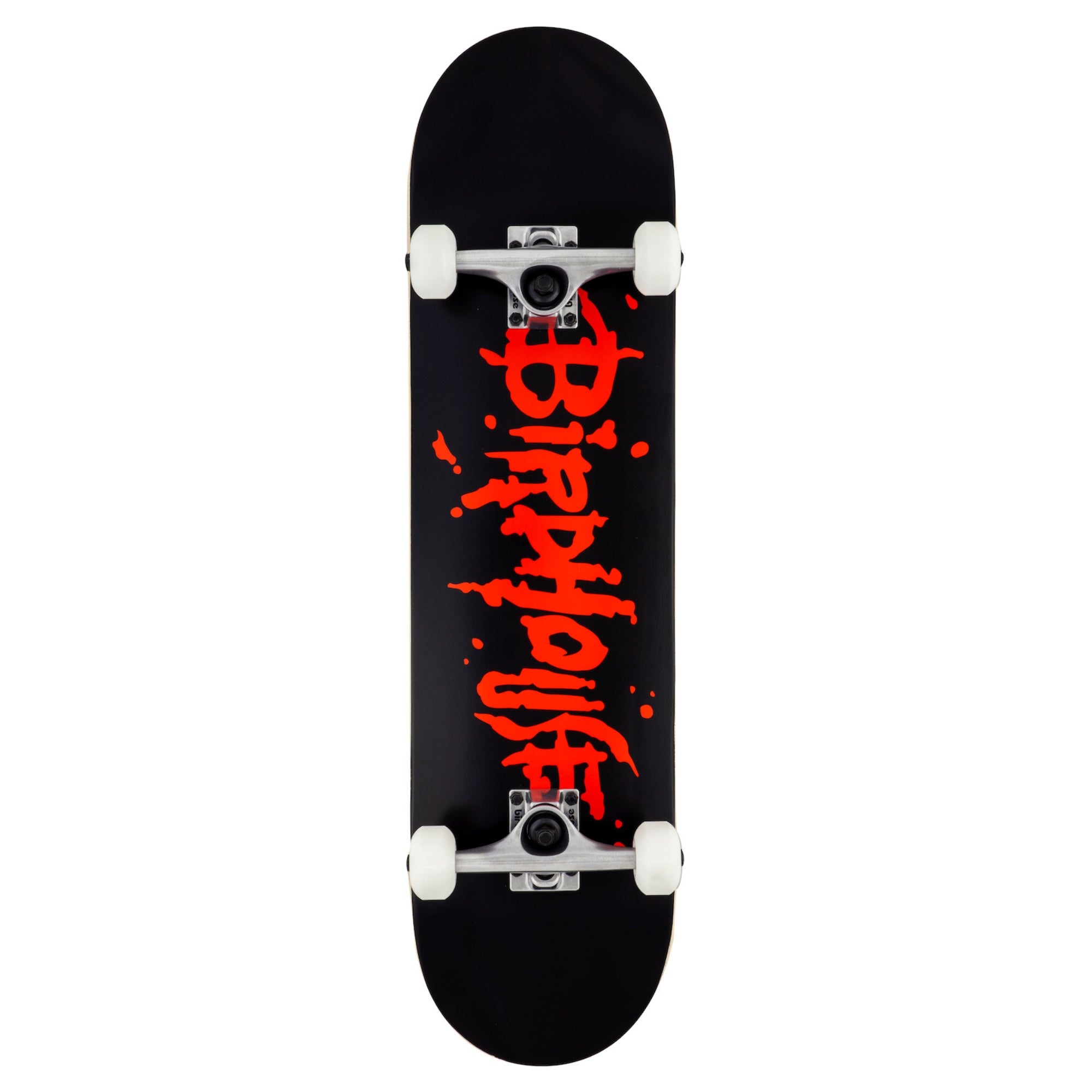 skate complet birdhouse noir avec inscriptions rouge