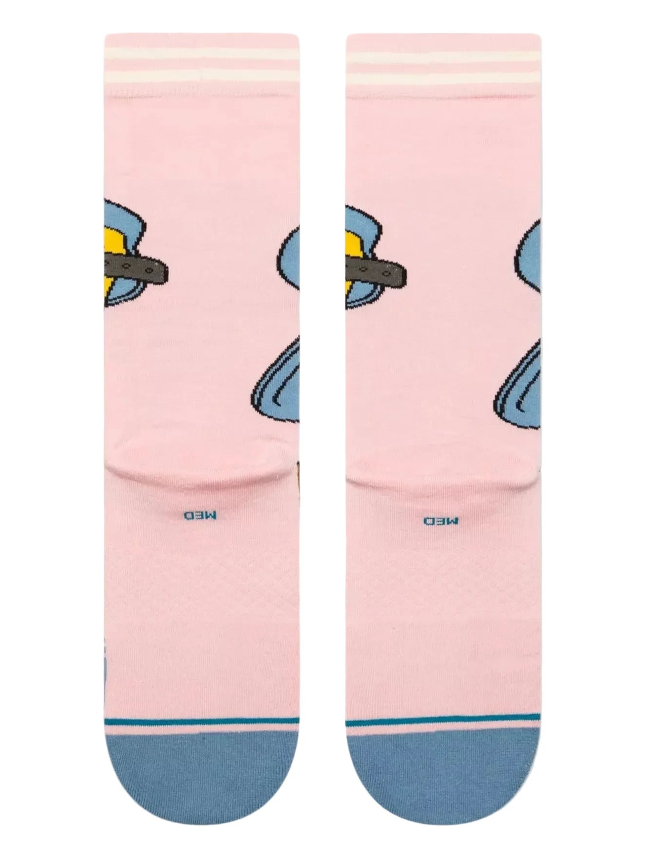 chaussettes homme femme rose avec titi jaune vue à plat dessous