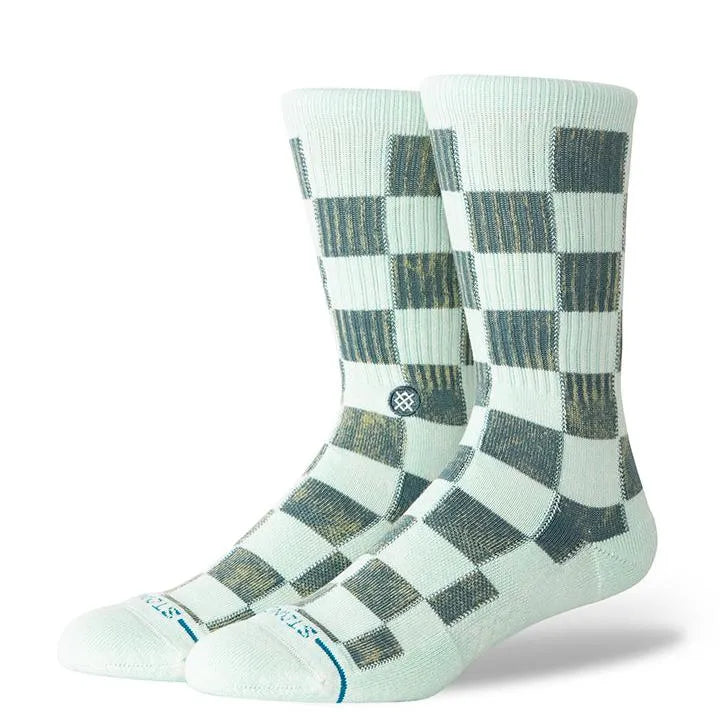 chaussettes stance a damier vert foncé et vert clair unisexe vue de face