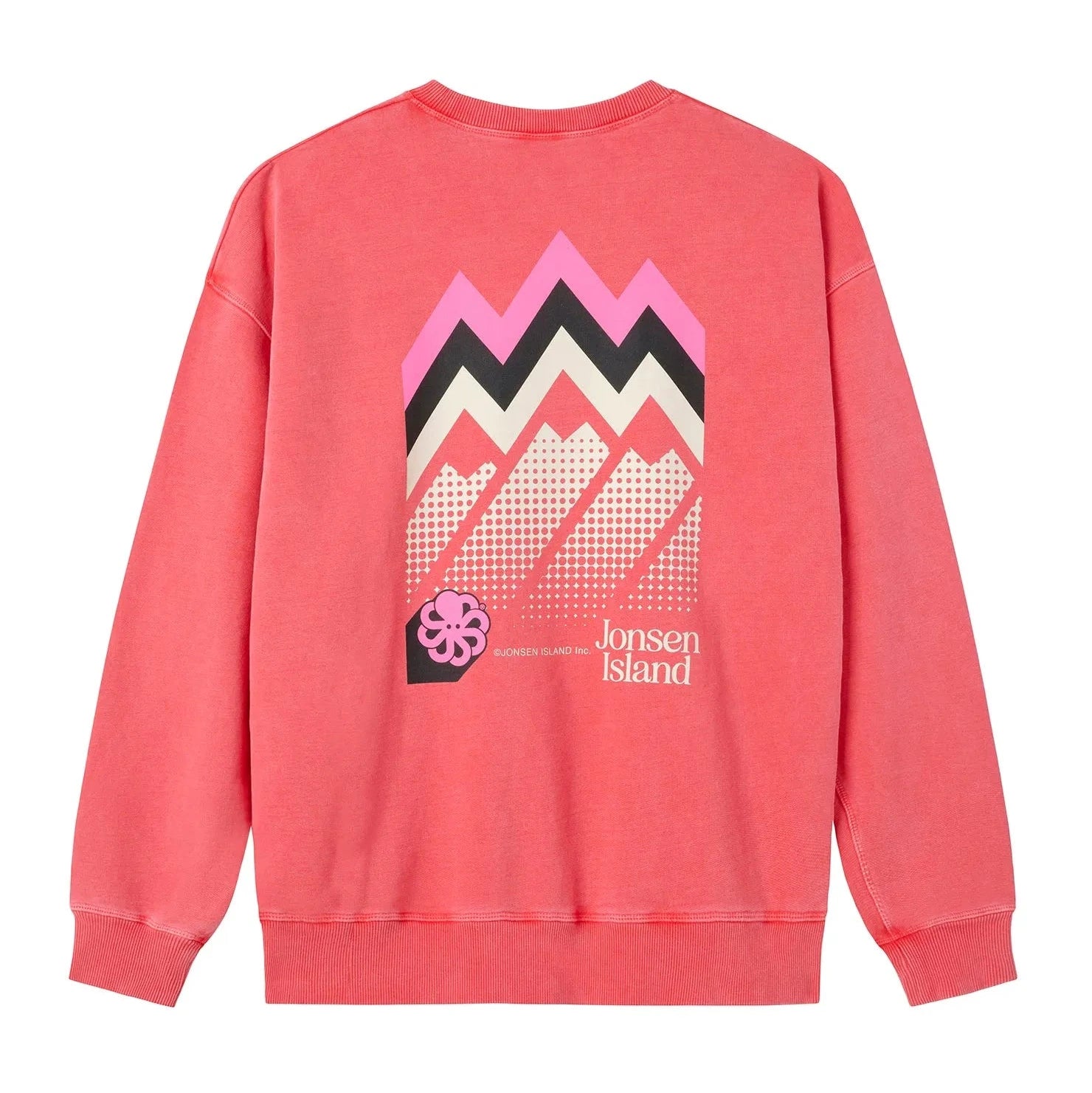 sweat rouge jonsen island col rond avec logo montagne dans le dos
