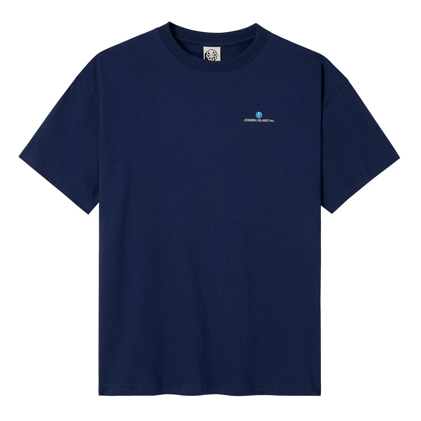 t-shirt jonsen island homme bleu authentic diamond loose manches courtes vue de face logo discret sur le coeur