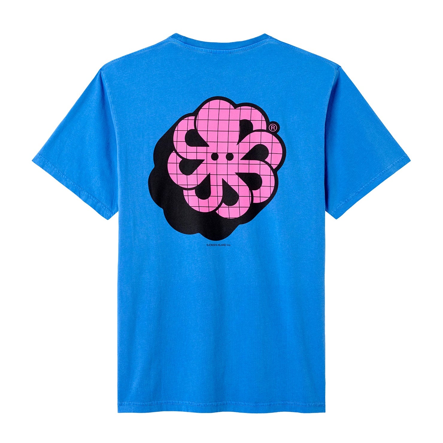 tee-shirt jonsen island homme bleu 3d vue de dos poulpe rose en 3d
