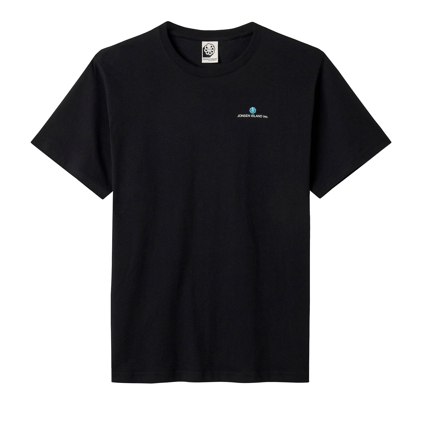 t-shirt jonsen island homme noir authentic manches courtes vue de face logo discret sur le coeur