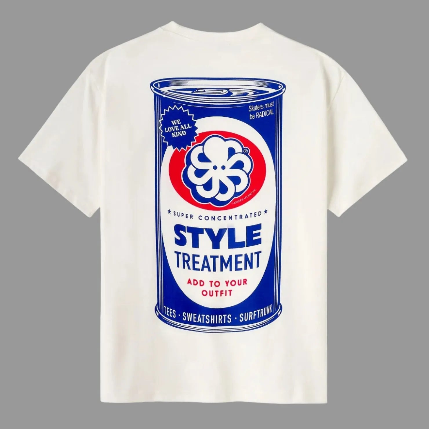 tee shirt confort noir jonsen island avec poulpe et canette stylisée bleue vue de dos