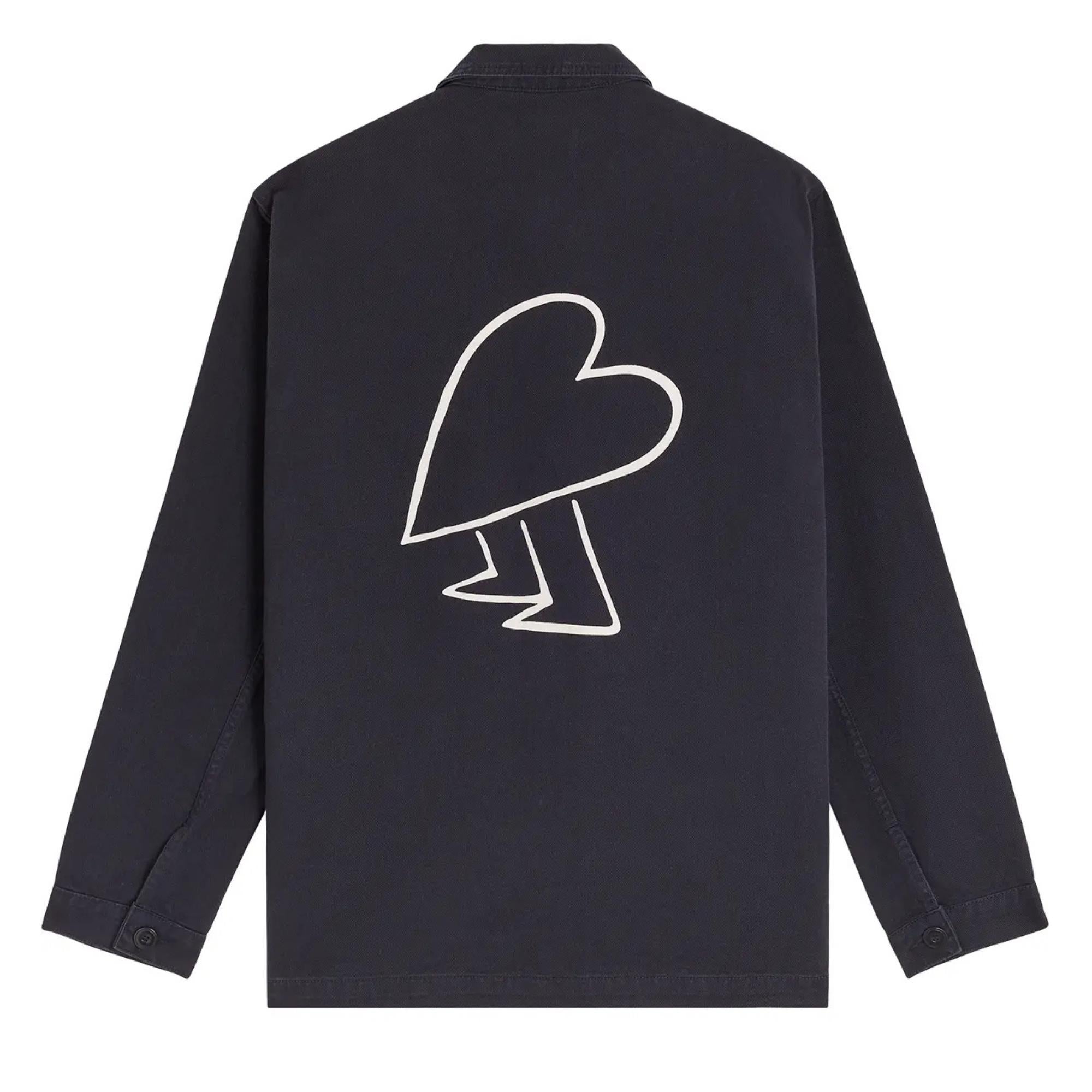 veste de travail marine avec coeur dans le dos