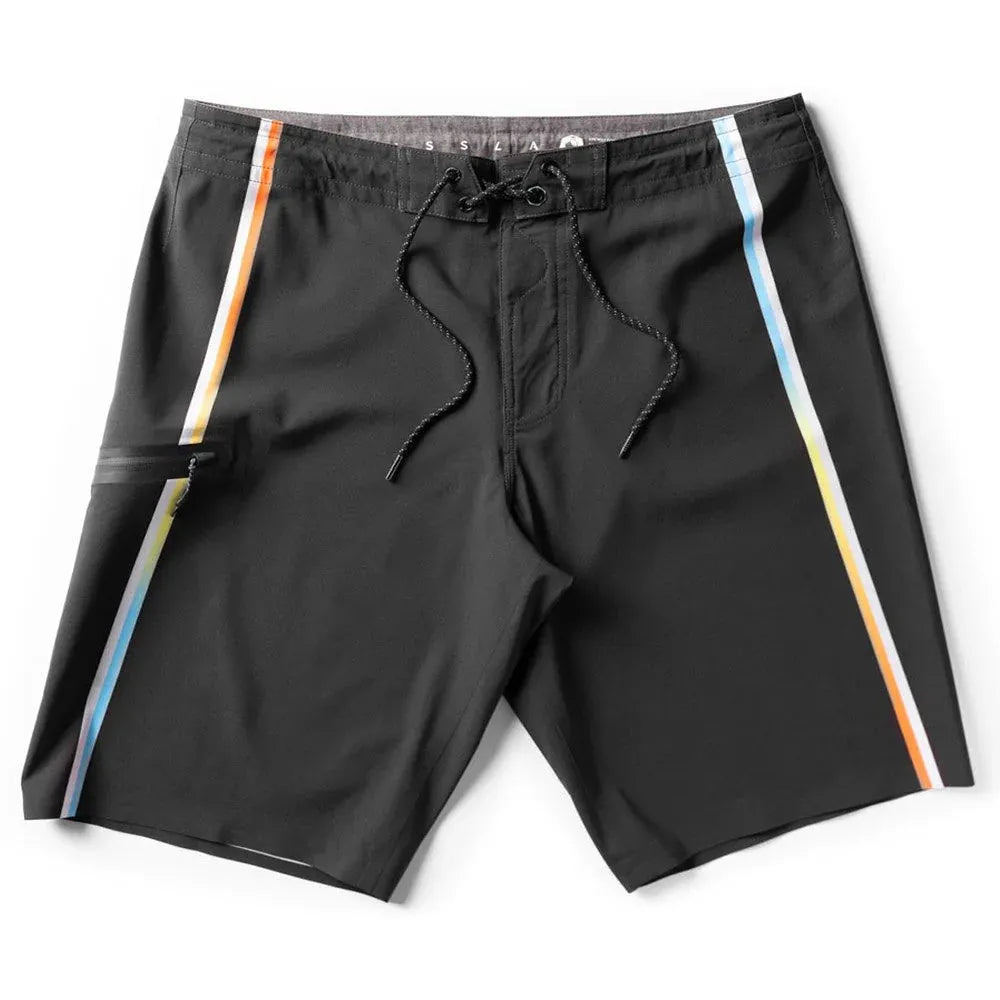 boardshort noir homme vissla avec bandes fines coloree verticales