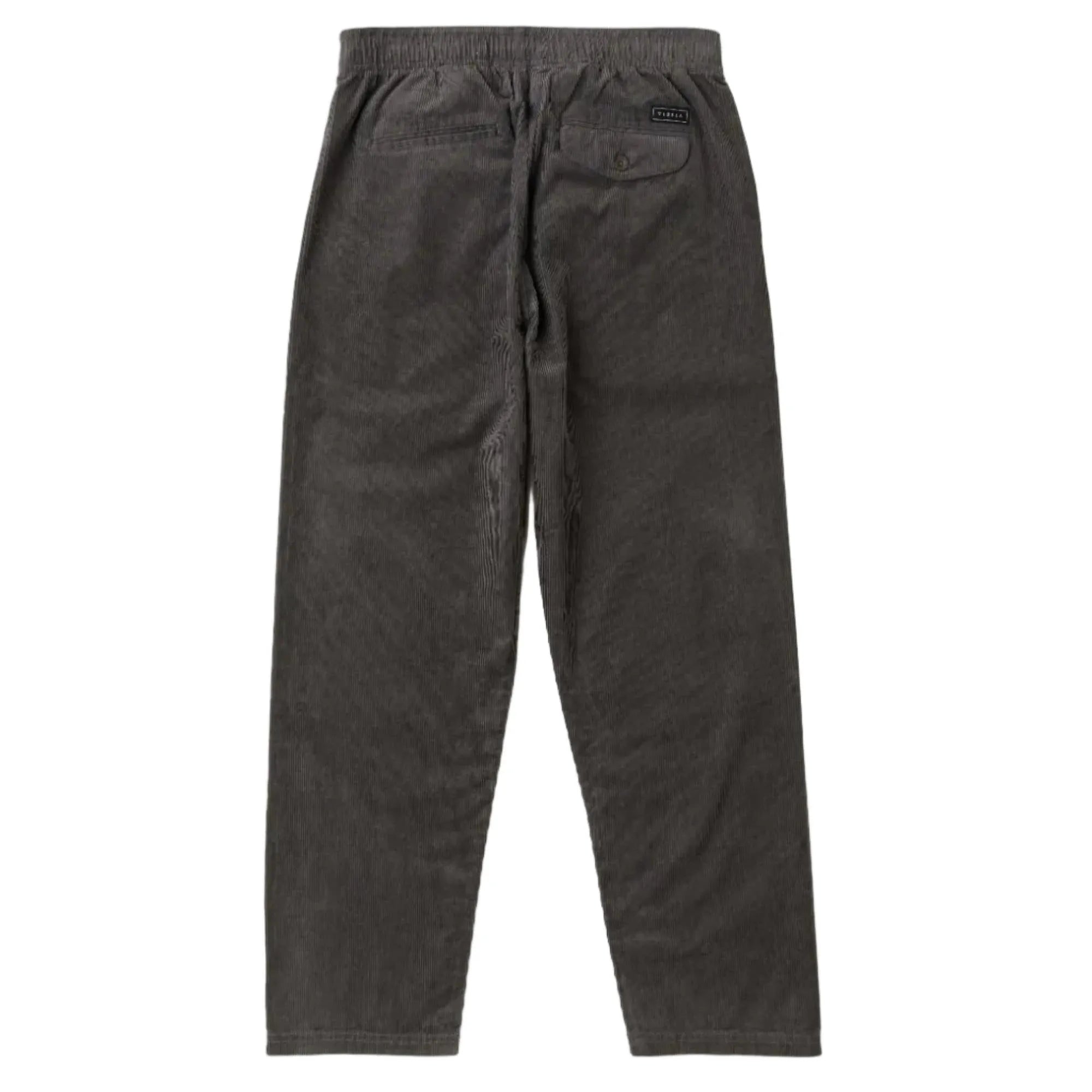 pantalon en velours homme gris foncé vue de dos avec poche plaquée