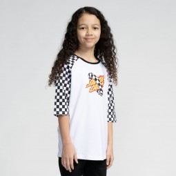 SANTA CRUZ TEE SHIRT JUNIOR GOAL FLAME BASEBALL White/Checker