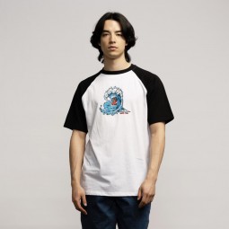 SANTA CRUZ TEE SHIRT RAGLAN SCREAMING WAVE White