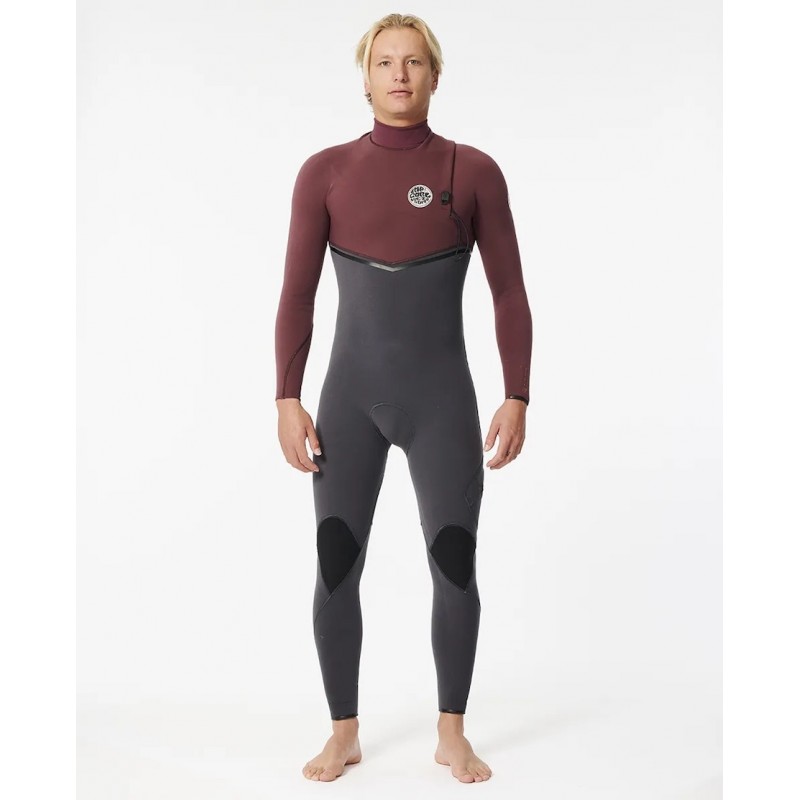 RIP CURL FLASHBOMB ZIP FREE 4/3mm Maroon