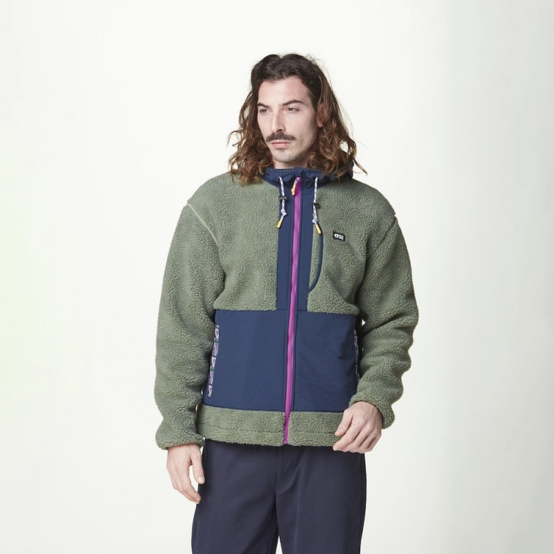 PICTURE SWEAT PEMBERTON ZIP FLEECE  green blue