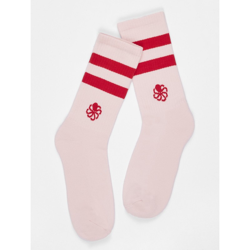 JONSEN ISLAND CHAUSSETTES SOCK TENNIS CLASSIC Pink marseille made in france logo poulpe jonsen island surfwear massilia surf shop jonsen marseille chaussettes de skate jonsen island femme jonsen island enfant chaussettes tennis sport roses classique chaussettes tendances marque surf française