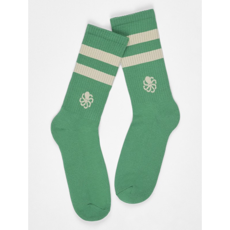 JONSEN ISLAND CHAUSSETTES SOCK TENNIS CLASSIC Green marseille logo poulpe jonsen island surfwear massilia surf shop jonsen marseille chaussettes de skate jonsen island femme jonsen island enfant chaussettes tennis sport marque surfwear française vertes chaussettes respirantes fabriquées en france