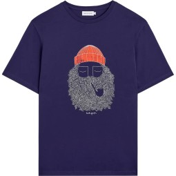 BASK IN THE SUN TEE SHIRT SMOKING PIPE indigo