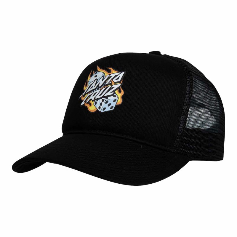 SANTA CRUZ CASQUETTE FLAMING DICE DOT MESHBACK Black