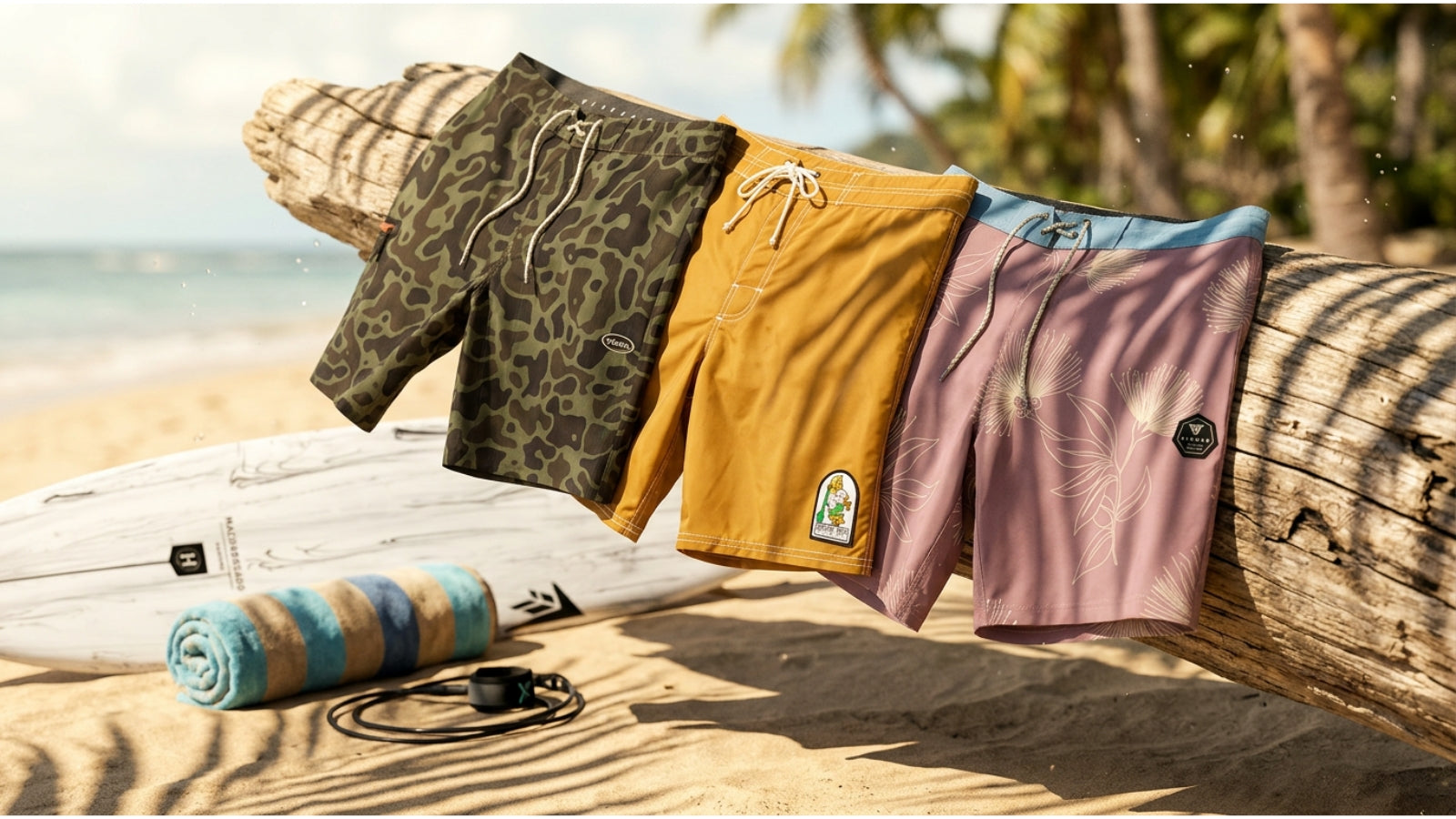 boardshorts homme plage tropicale surf short différentes longueurs lifestyle été