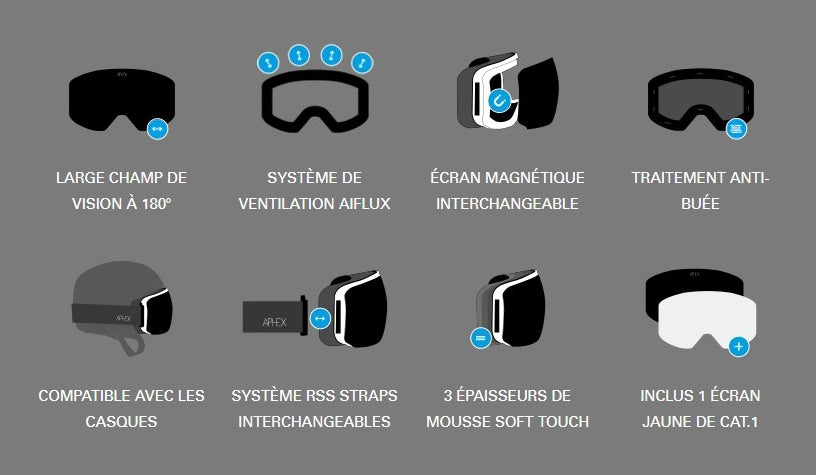APHEX MASQUE DE NEIGE JUNIOR KEPPLER black photochromatique