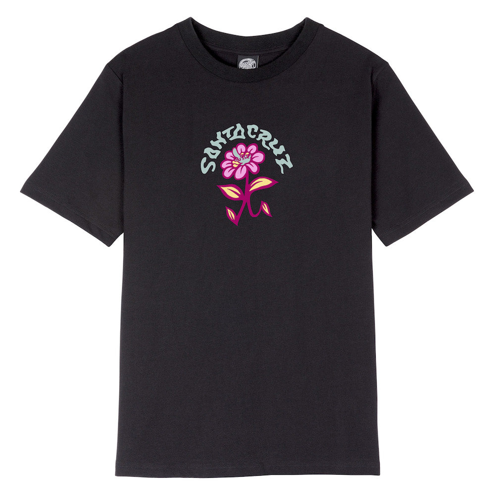 SANTA CRUZ FEMME TEE SHIRT DELFINO FLOWER FRONT Black