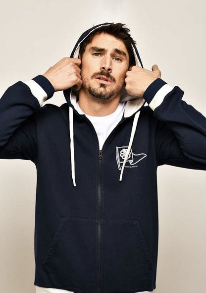 JONSEN ISLAND SWEATSHIRT HOODIE ZIPPE FLAG Navy
