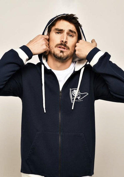 JONSEN ISLAND SWEATSHIRT HOODIE ZIPPE FLAG Navy