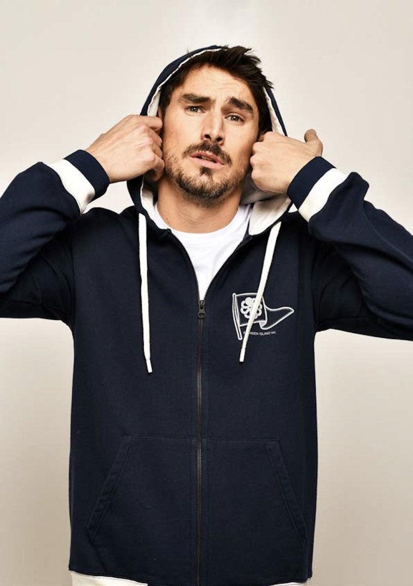 JONSEN ISLAND SWEATSHIRT HOODIE ZIPPE FLAG Navy