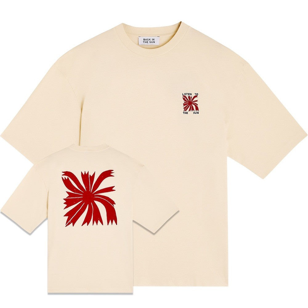 BASK IN THE SUN TEE SHIRT LISTEN cream
