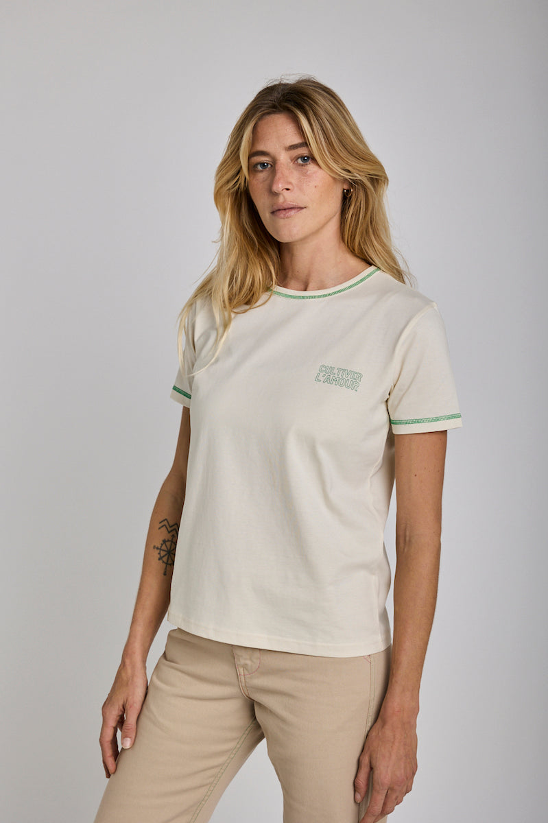 GRAINE TEE CAMAÏEU blanc / vert