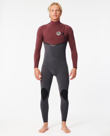 RIP CURL FLASHBOMB 3/2 mm ZIP FREE Maroon
