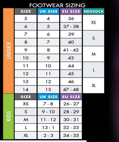 guide taille boot surf néoprène surf o'neill