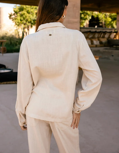 FREEMAN T.PORTER VESTE CLEO PLAIN Linen Macadamia