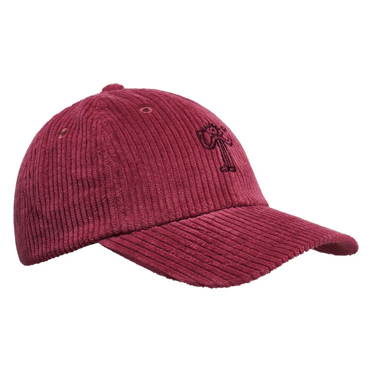 Casquette Bask in the Sun Eye Rosewood en velours côtelé rouge bordeaux avec broderie noire sur le devant