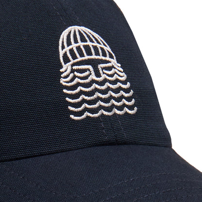casquette homme bleu marine avec barbu brode en blanc