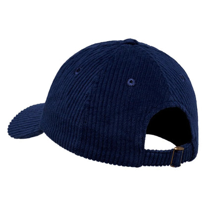 Casquette en velours côtelé Bask in the Sun Warmth Indigo, vue arrière avec ouverture et sangle réglable