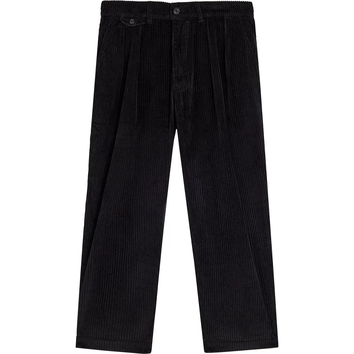 Pantalon homme Bask in the Sun Izaro Carbon en velours côtelé noir, coupe large avec jambes droites