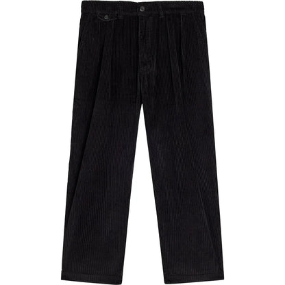 Pantalon homme Bask in the Sun Izaro Carbon en velours côtelé noir, coupe large avec jambes droites