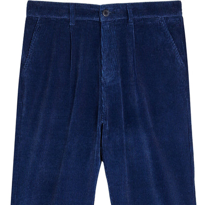 Pantalon surfwear Bask in the Sun Maguro Velours coloris Indigo, détail de la taille et des pinces sur le devant