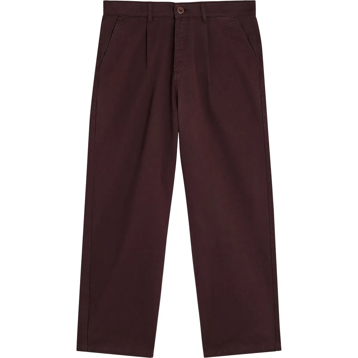 Pantalon homme Bask in the Sun Maguro Wine bordeaux, coupe large avec jambes droites et plis sur le devant