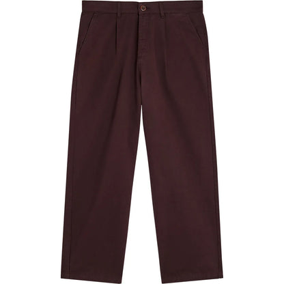 Pantalon homme Bask in the Sun Maguro Wine bordeaux, coupe large avec jambes droites et plis sur le devant