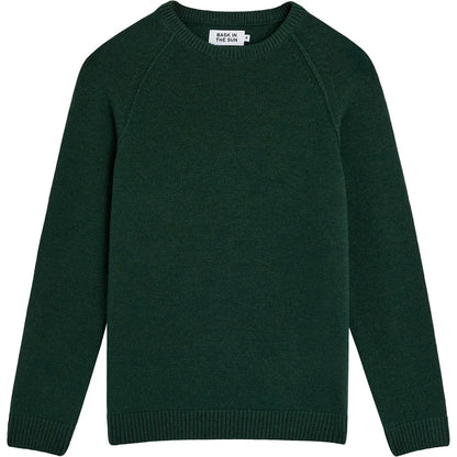 Pull homme en laine Bask in the Sun Tito Forest vert forêt, col rond et manches raglan