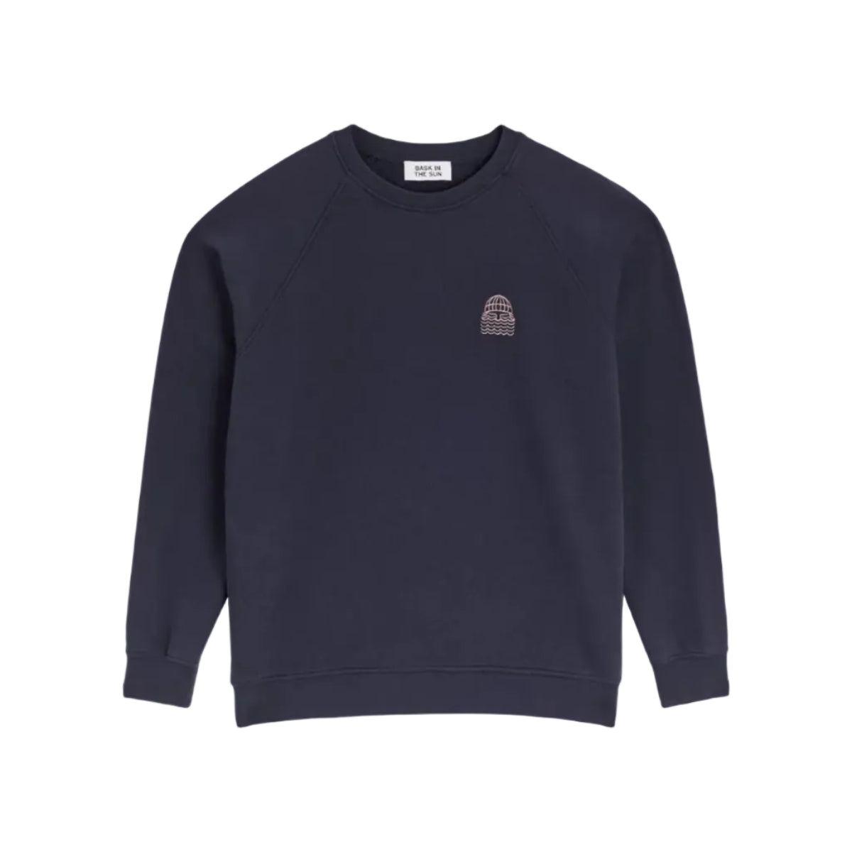 sweat pour homme bleu marine avec barbu blanc brode sur le coeur bask in the sun