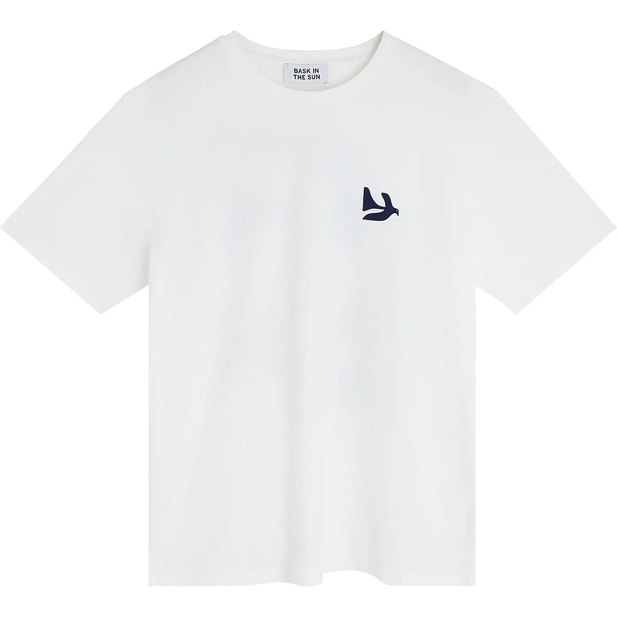 T-shirt homme Bask in the Sun Peace coloris Natural, vue de face avec motif poitrine bleu
