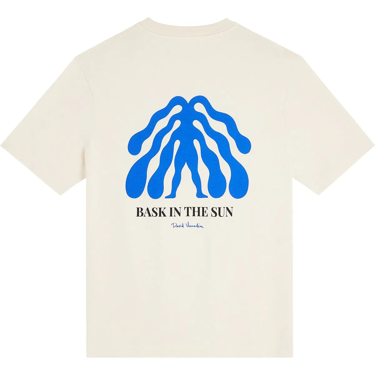 T-shirt homme Bask in the Sun Seaman ivoire avec grand imprimé graphique David Vanadia au dos